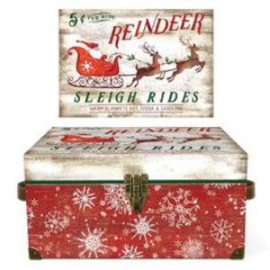 LARGE SLEIGH RIDE STORAGE TRUNK BOX With CLASP